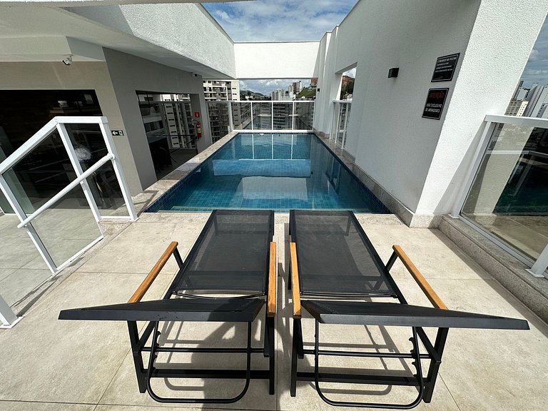 Studio Confortável Piscina Academia -aceita bebê