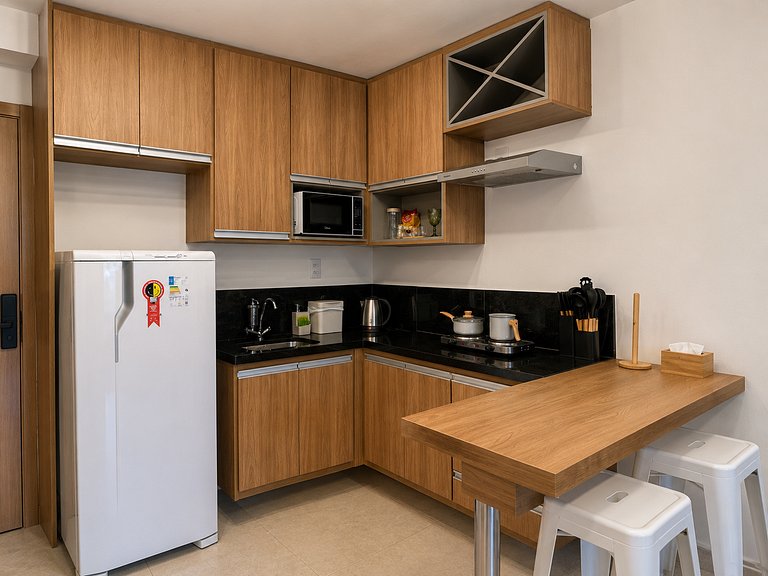 Studio Confortável Piscina Academia -aceita bebê