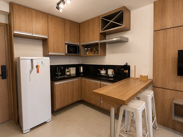 Studio Confortável Piscina Academia -aceita bebê